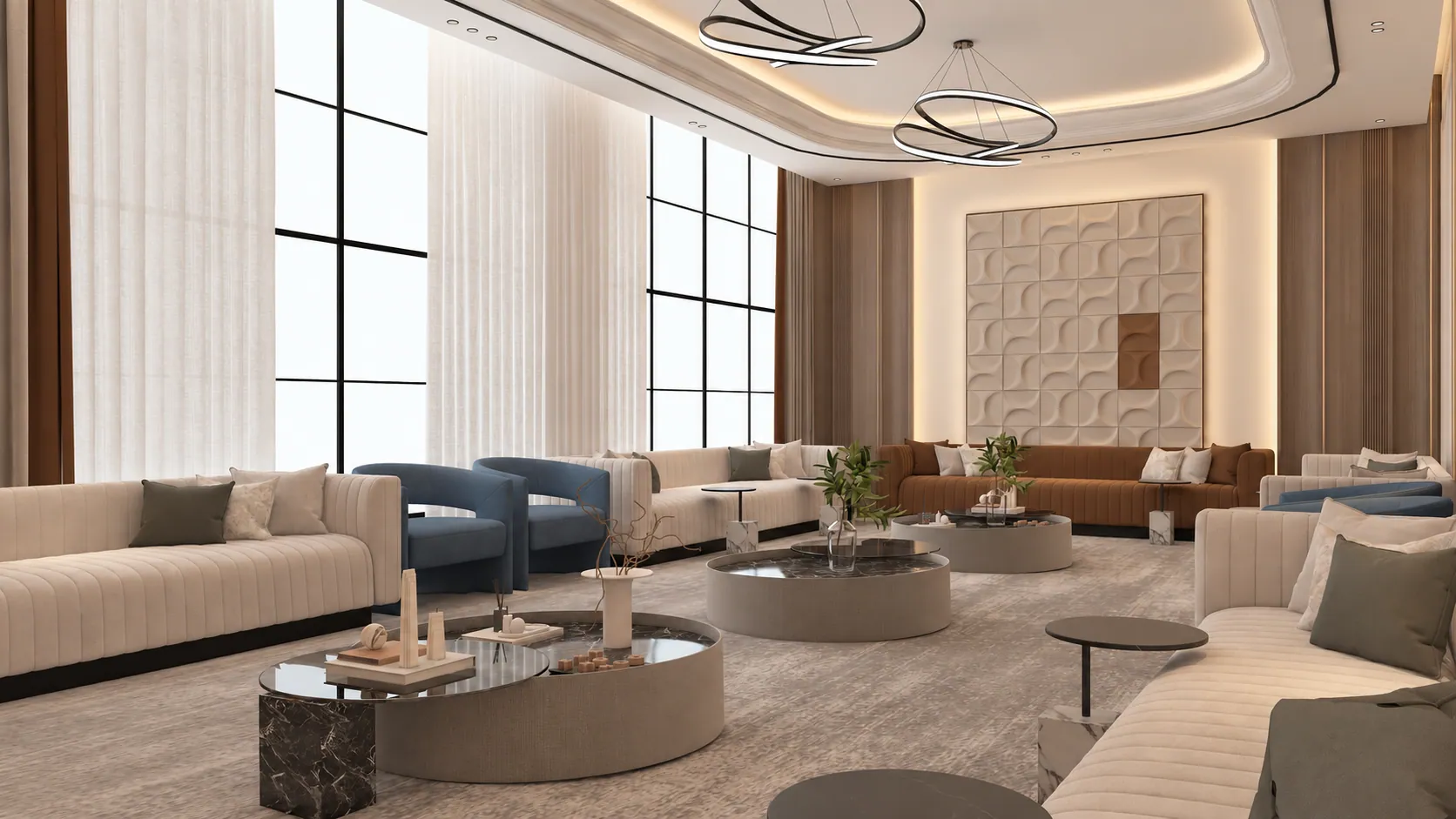 ELARA Residence, men’s majlis. AI-refined architectural visualisation.