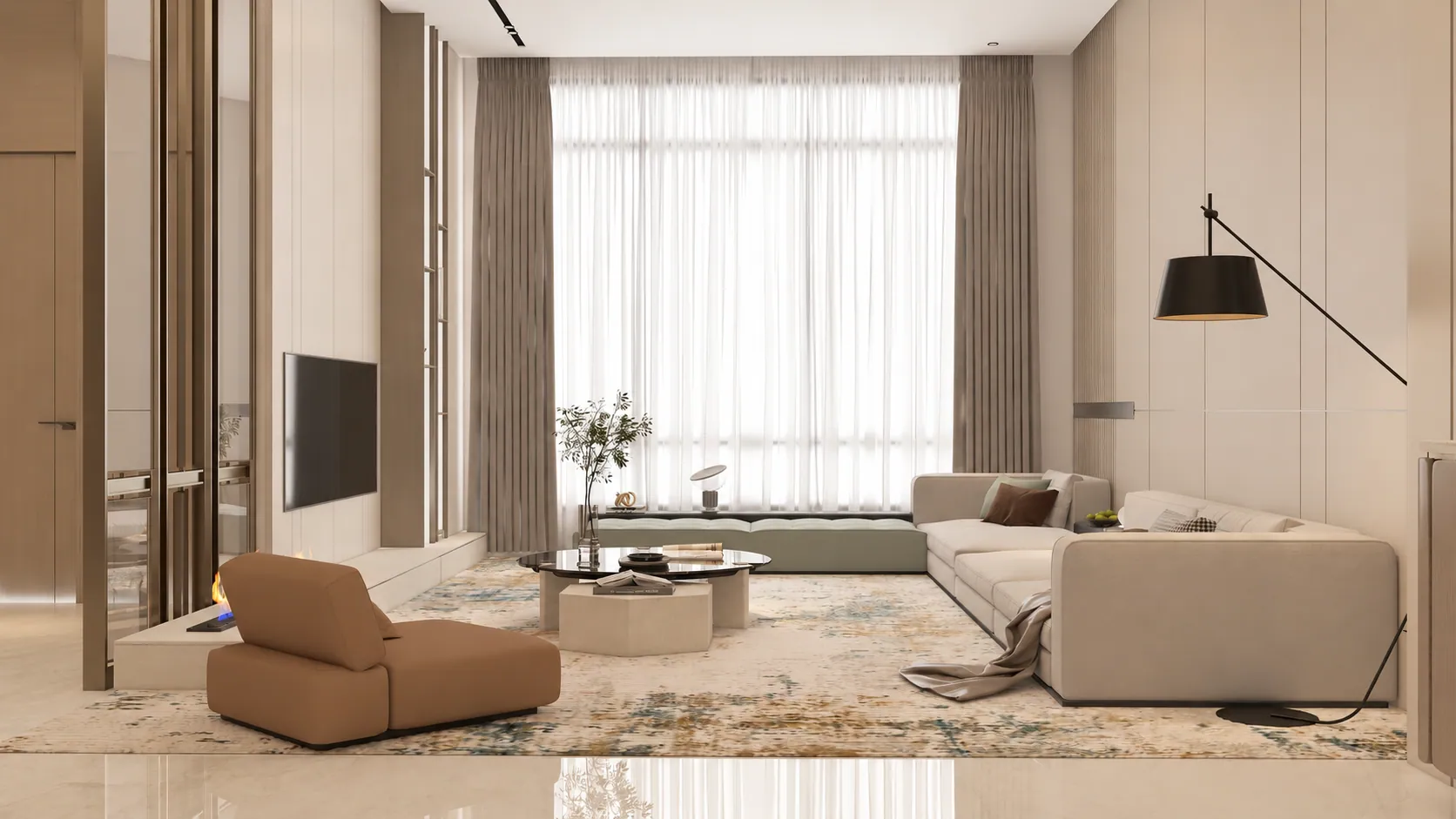 AUREA Villa, family living. AI-refined architectural visualisation.
