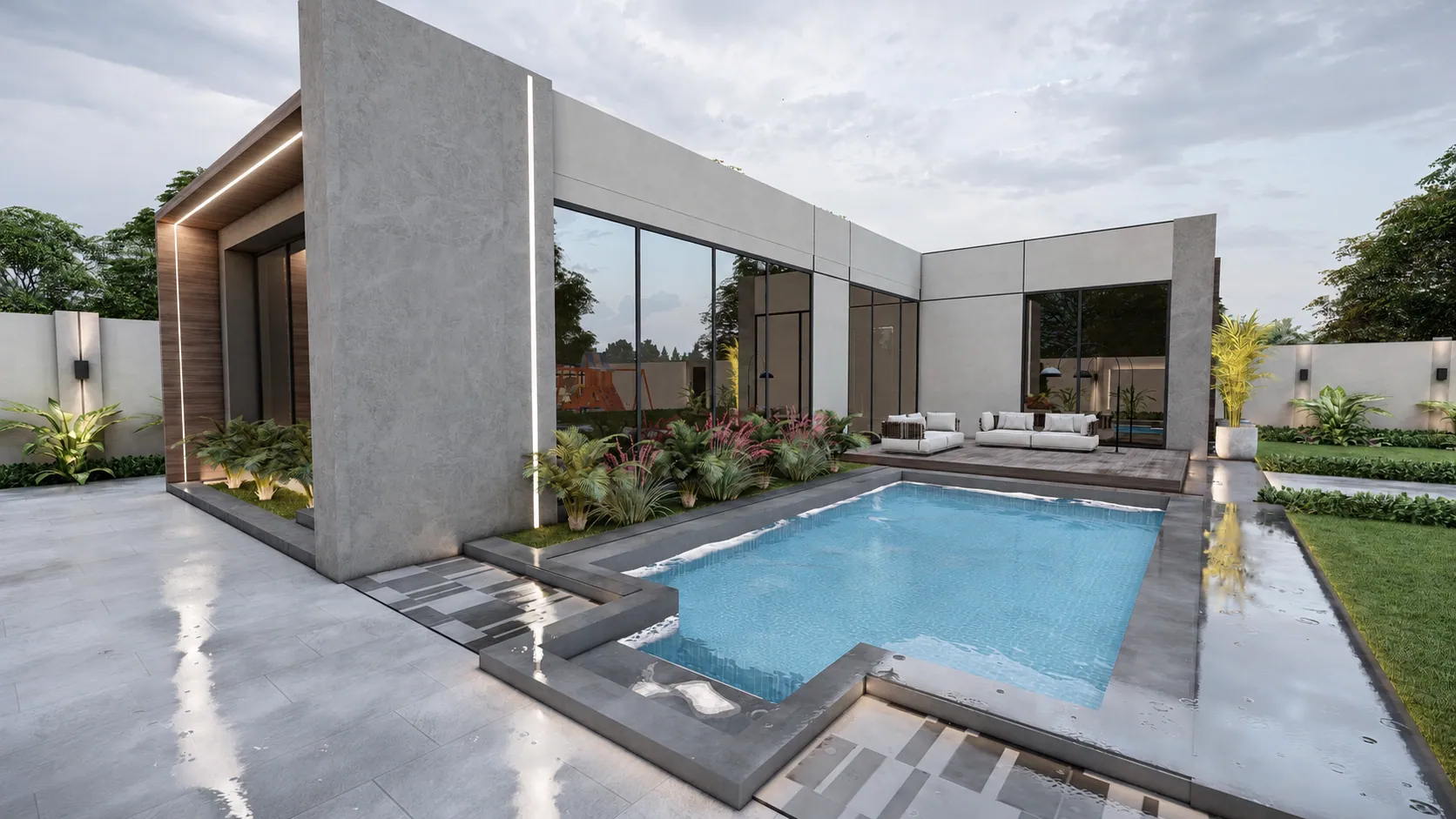 NOVA Retreat, pool and architecture. AI-refined architectural visualisation.